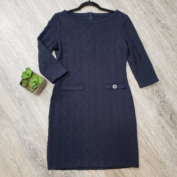 St John Sport * Navy Blue Knit Dress * Sz 6 - Picture 1 of 9